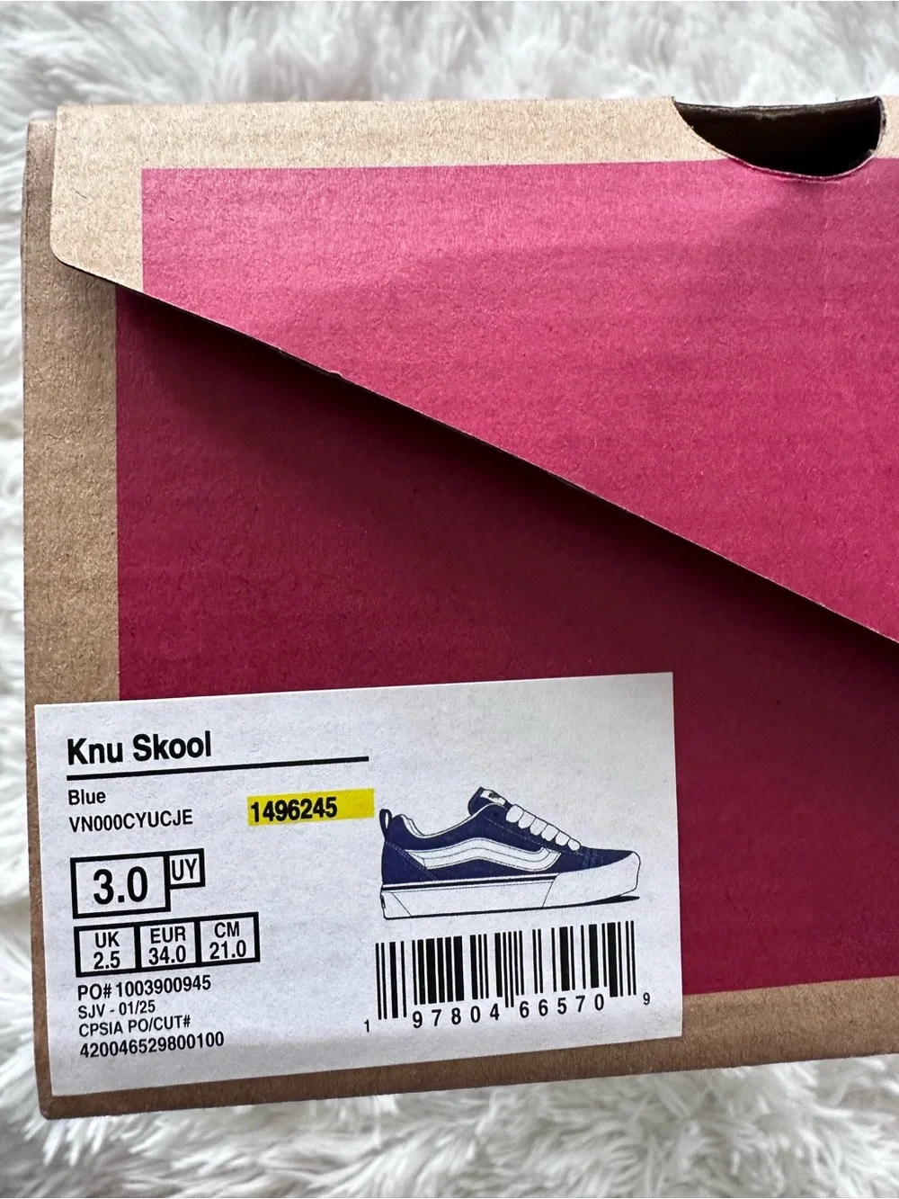 NEW Vans KNU SKOOL Kids Blue Skate-Style Sneakers with White Stripe size 3